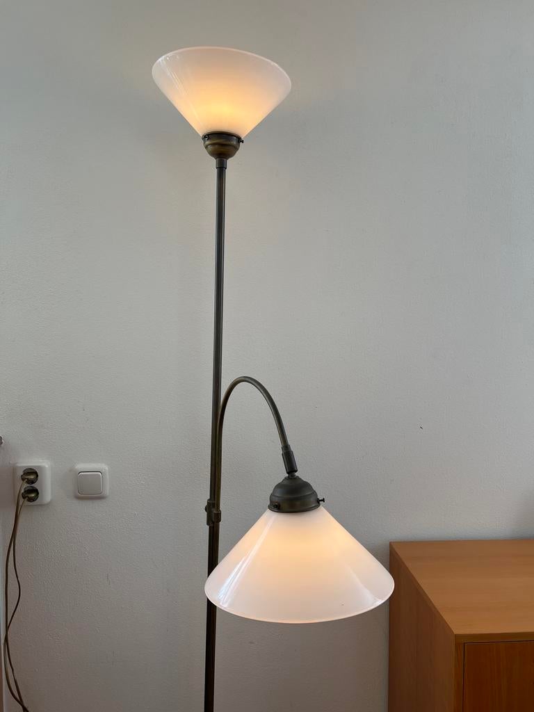 Stijlvolle vloerlamp met leeslamp - Klassiek design, Ophalen, Zo goed als nieuw, Glas, 150 tot 200 cm