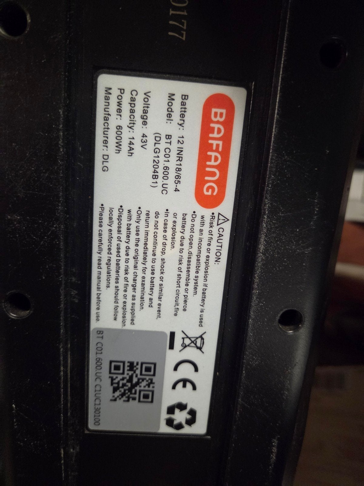 Amslod Bafang E-bike Accu 43V 14Ah 600Wh inclusief lader
