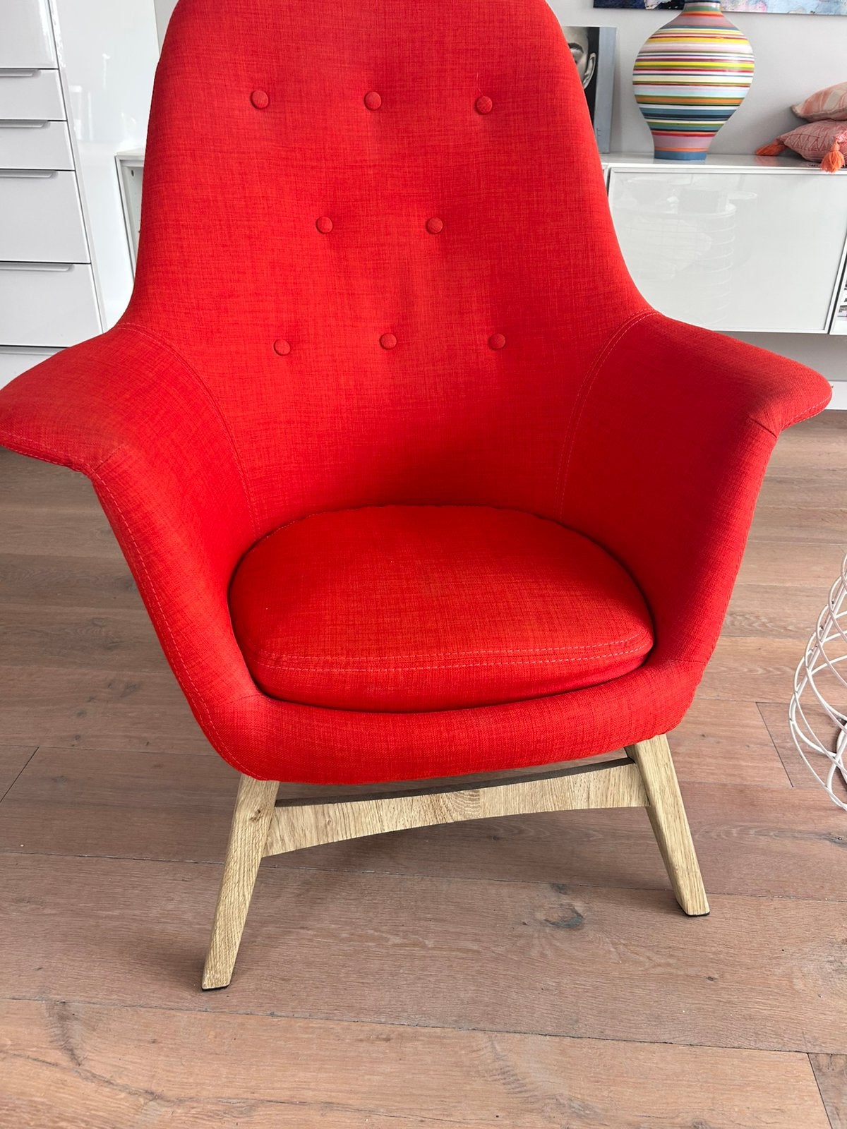 Ikea Benarp orange stoel/fauteuil, Huis en Inrichting, Ophalen, Zo goed als nieuw, 75 tot 100 cm, 50 tot 75 cm