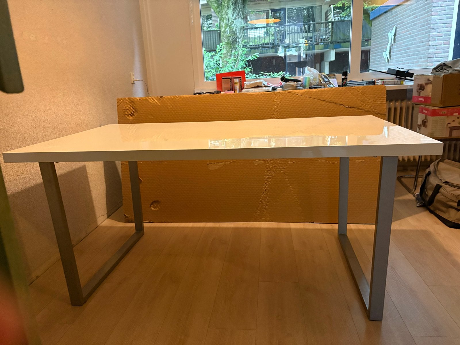 Witte tafel 160x90 cm, Ophalen, Gebruikt, 50 tot 100 cm, Vier personen