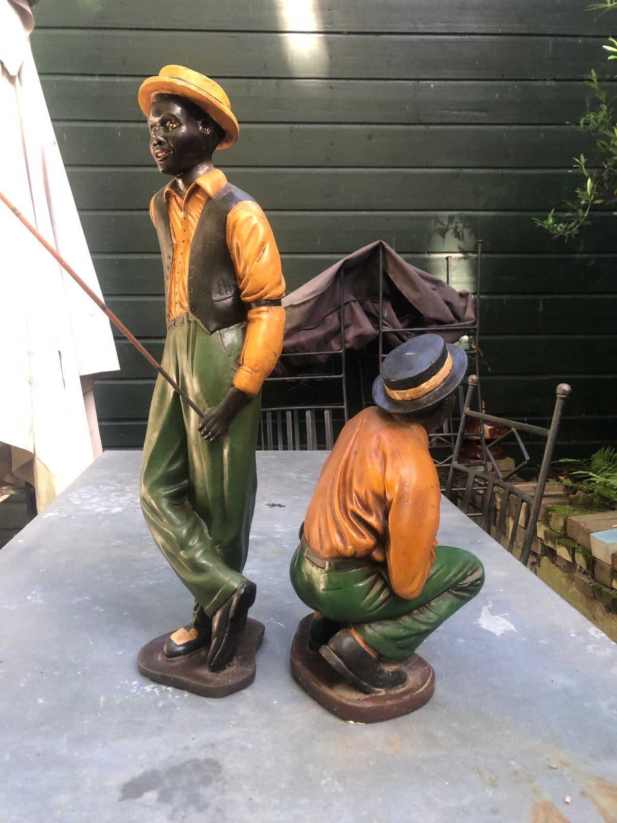 Twee biljartende mannen. Vintage jaren 50, Antiek en Kunst, Kunst | Niet-Westerse kunst, 60 cm, Meerkleurig, Overige herkomsten