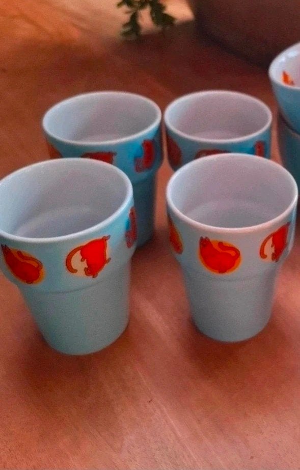 Set van 4 VNU Jan Jans en de Kinderen mokken, Gebruikt, Overige merken, Keramiek, Vintage