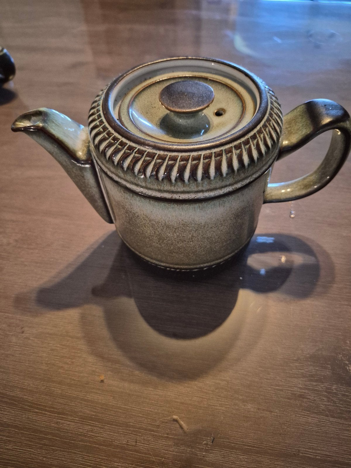 Vintage Denby England theepot - Groen/bruin keramiek, Ophalen