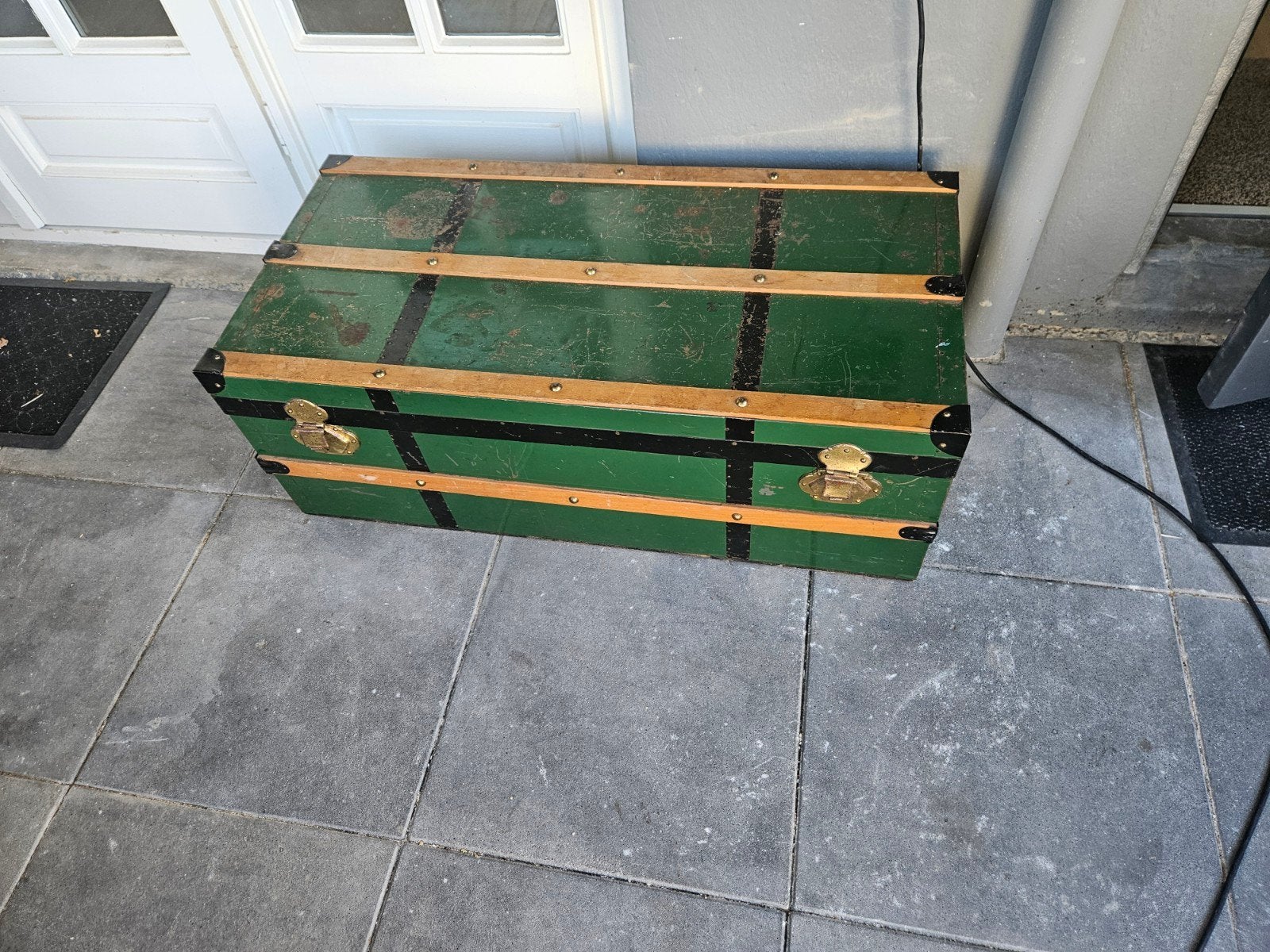 Vintage Scheepskist / Reiskoffer - Groen, Ophalen of Verzenden