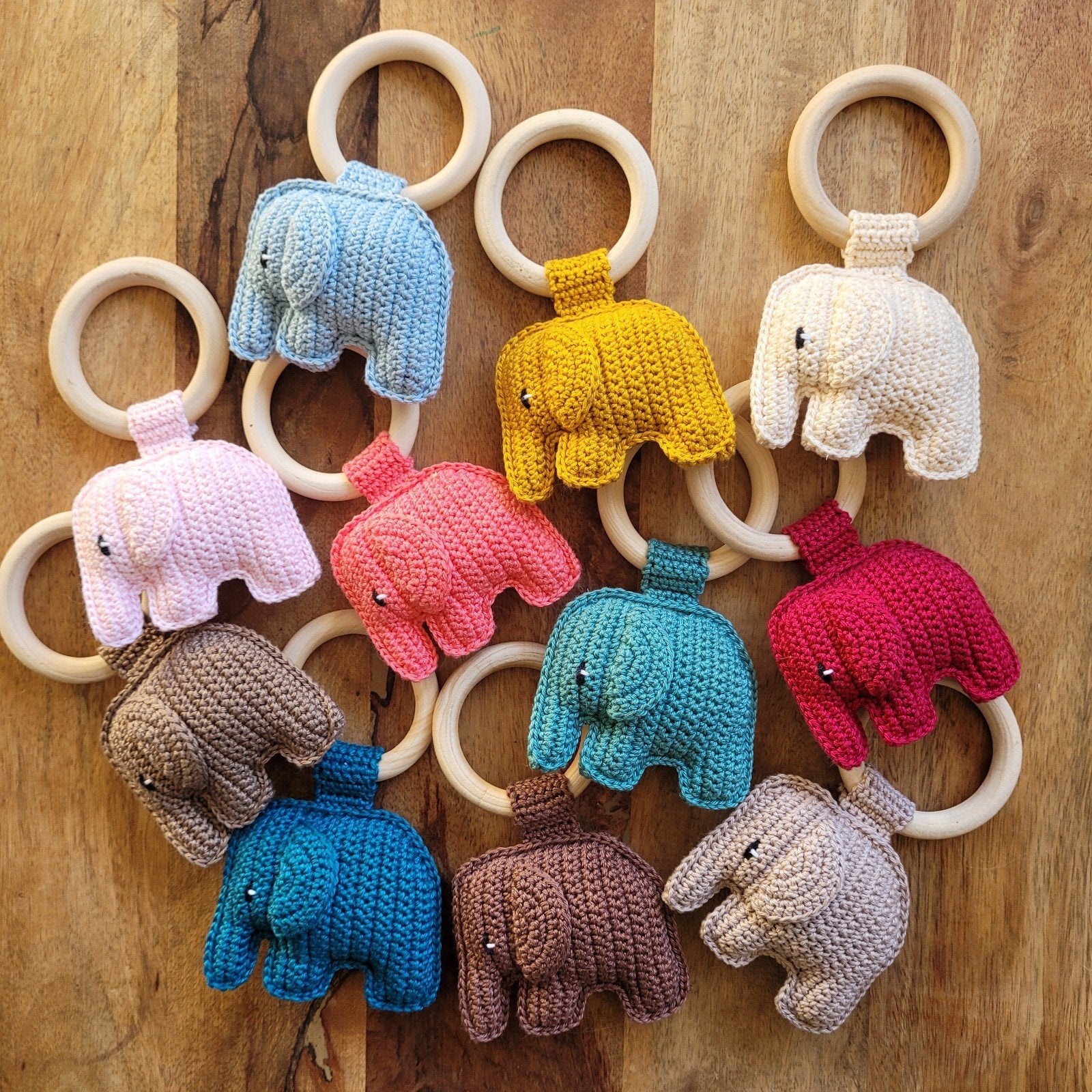 Gehaakte Olifant Rammelaar Bijtring, Ophalen of Verzenden, Nieuw, Rammelaar, Met geluid