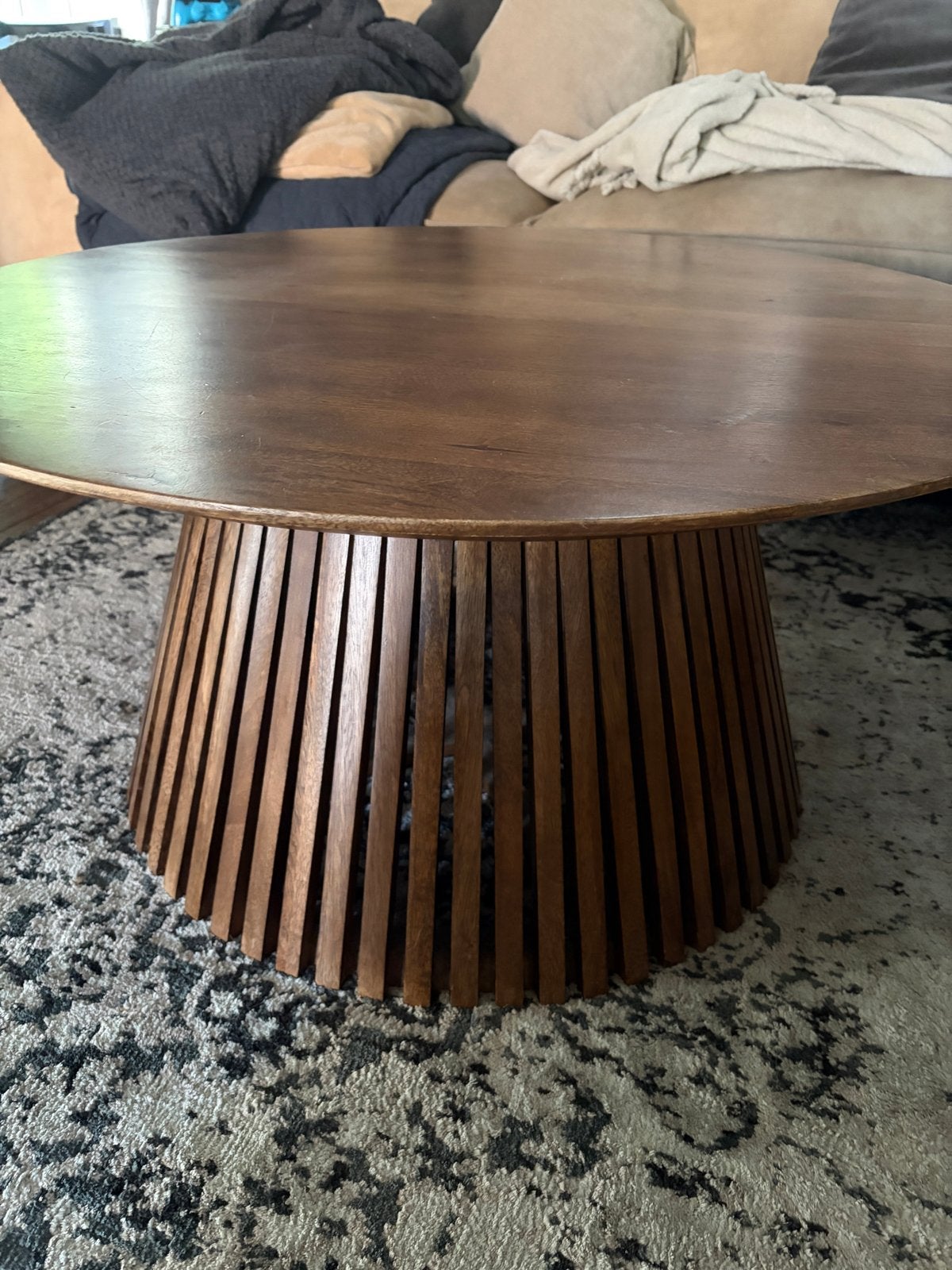 Stijlvolle Salon Tafel - Rond Hout - 90cm Diameter, Huis en Inrichting, Tafels | Salontafels, Gebruikt, Rond, Minder dan 50 cm