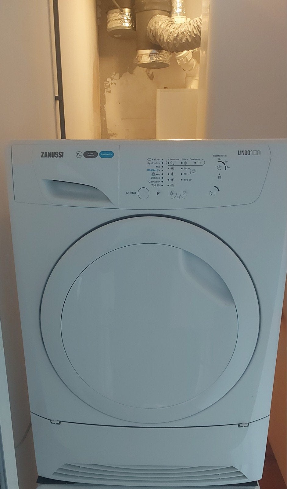 Zanussi Lindo 1000 Condensdroger 7 KG, Ophalen, 6 tot 8 kg, Gebruikt, Voorlader