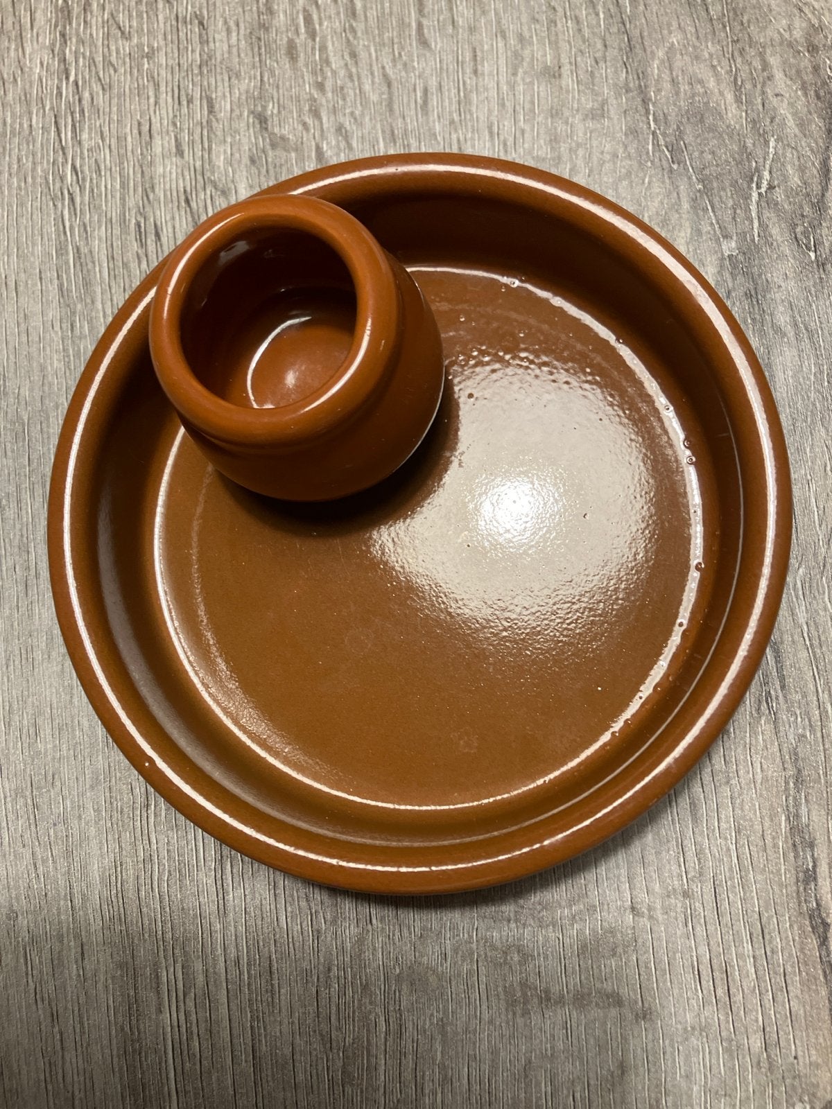 Olijvenschaaltje met diphouder - 15 cm, Gebruikt, Schaal, Rond, Ophalen of Verzenden