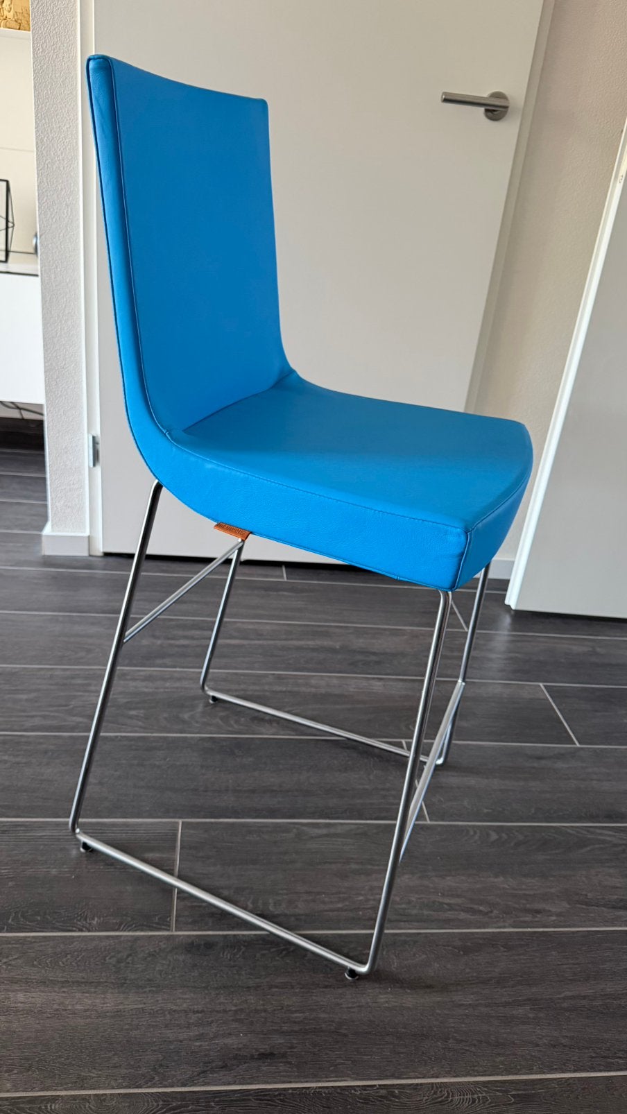 Montis barkruk ‘Jim’ 2x, Ophalen, Met voetsteun, 60 tot 90 cm, Leer