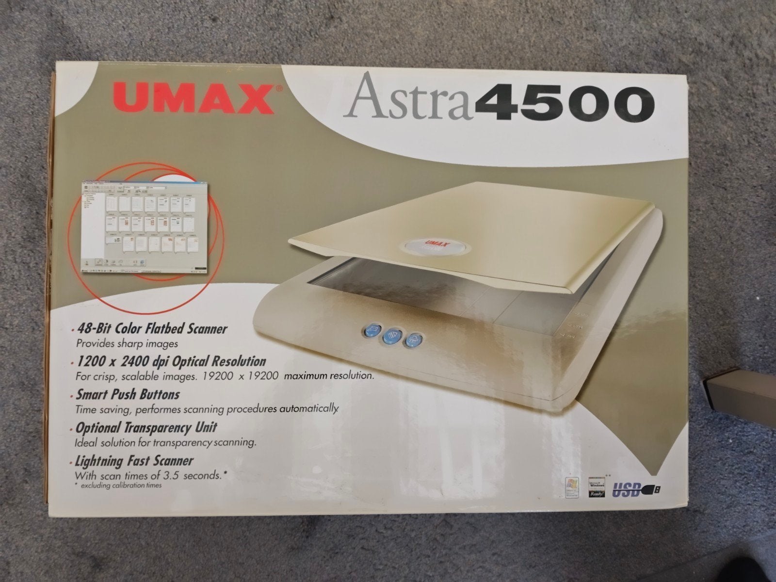 Astra4500 UMAX scanner, Ophalen, MacOS, Zo goed als nieuw, Flatbedscanner