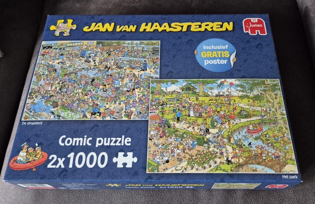Legpuzzel Van Haasteren 2x1000 st De Drogisterij & Het Park, Ophalen of Verzenden, 500 t/m 1500 stukjes, Zo goed als nieuw, Legpuzzel