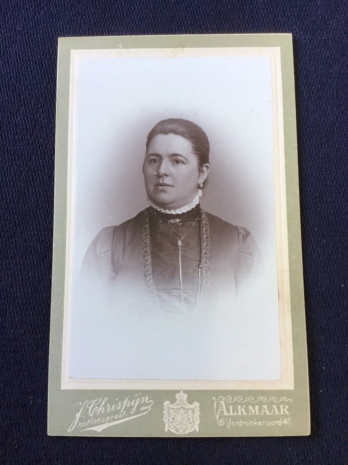 CDV, Dame, J. CHRISPIJN, ALKMAAR, Carte de Visite 2, Verzenden, Voor 1940, Gebruikt, Foto