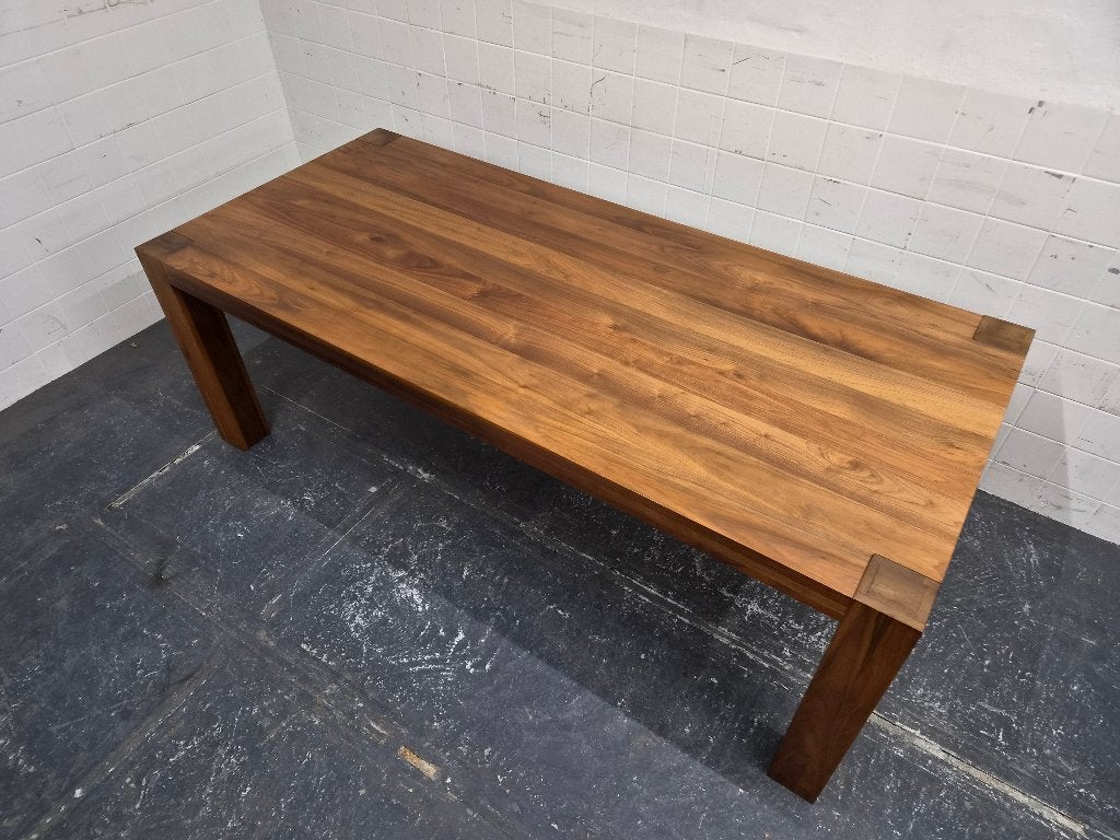 Massief noten tafel / eettafel / eetkamertafel, Gebruikt, Onbekend, 200 cm of meer, Vijf personen of meer