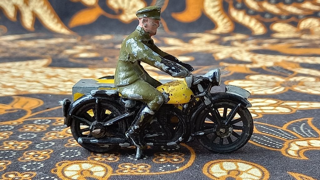 Oude model motor wegenwacht van Morestone tin uit Engeland., Antiek en Kunst, Ophalen of Verzenden