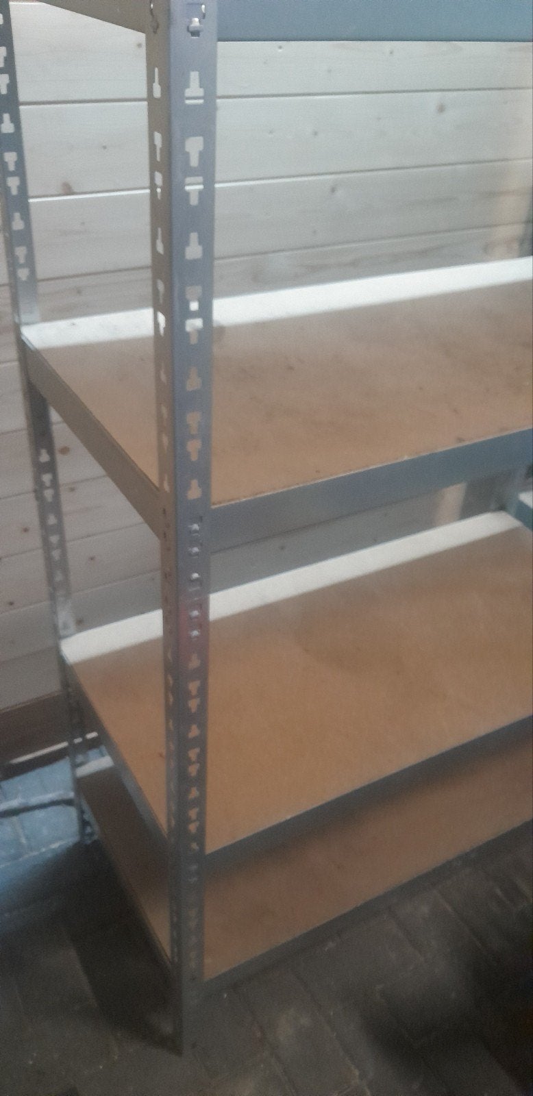 Stevige metalen stellingkast met 5 houten planken, Ophalen of Verzenden, Gebruikt