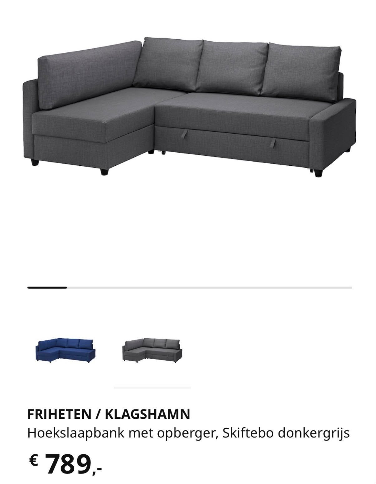 IKEA Friheten hoekbank slaapbank met opberger, Ophalen, Gebruikt, Tweepersoons, 140 cm