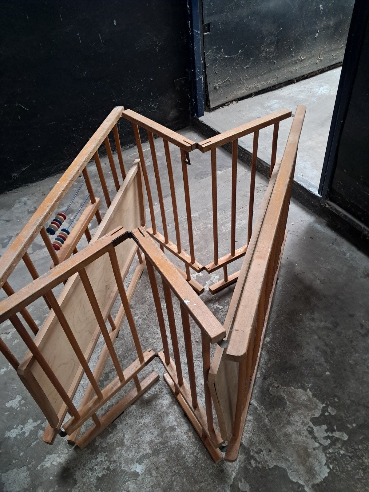 Vintage houten box met telraam, Ophalen, Gebruikt, Rechthoekig