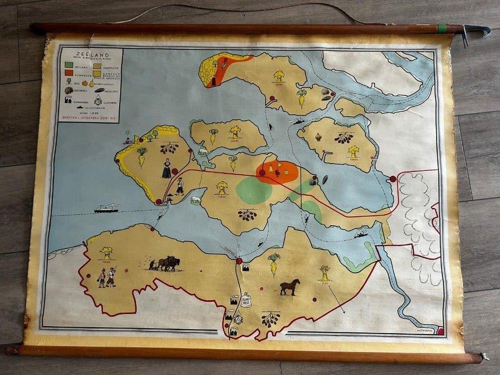 Zeeland (Bakker en Rusch), Antiek en Kunst, Antiek | Schoolplaten, Ophalen of Verzenden, Aardrijkskunde