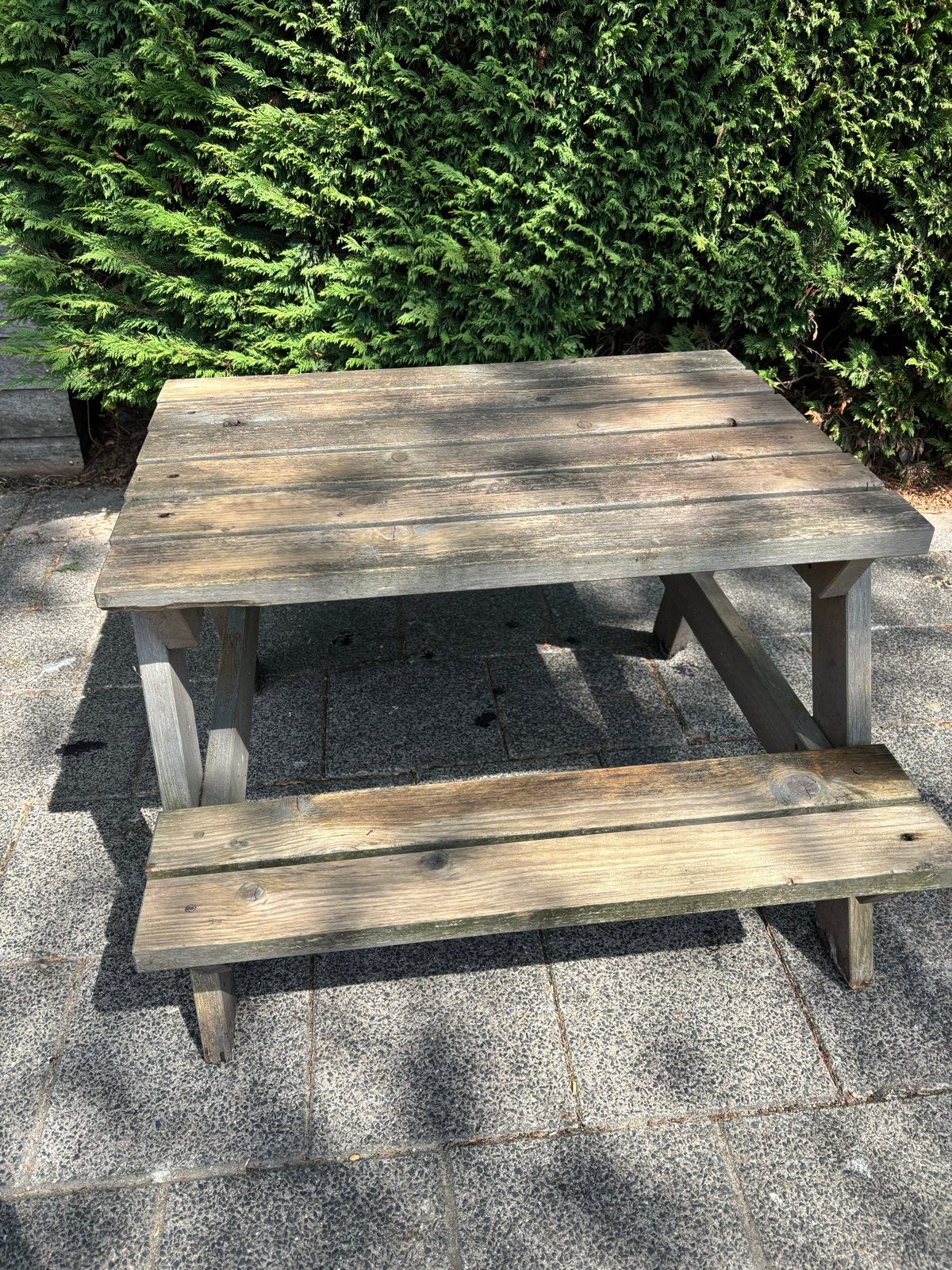 Stevige houten kinderpicknicktafel, Tuin en Terras, Picknicktafels, Gebruikt, Rechthoekig, Hout, Kinderpicknicktafel, Ophalen