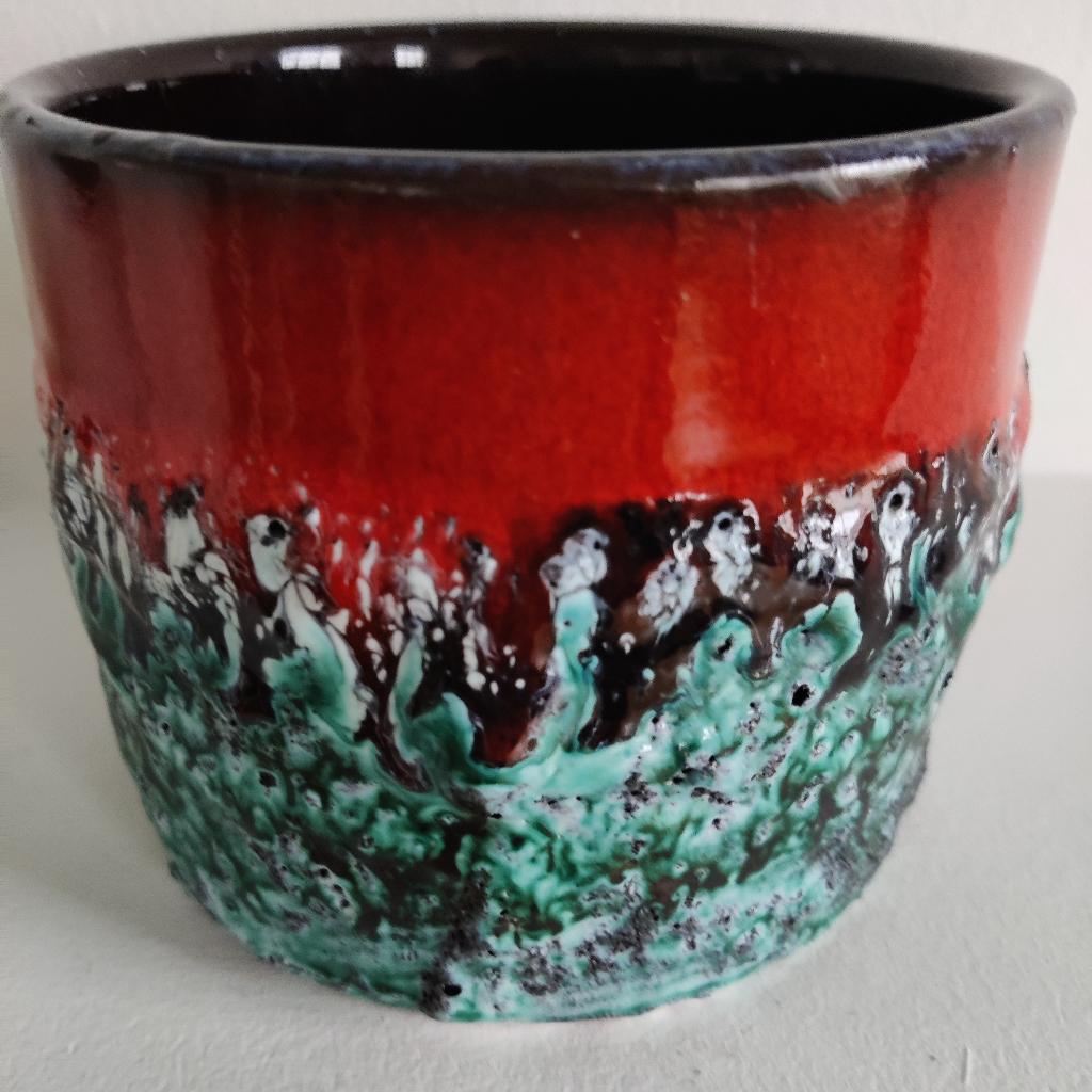 Marei Keramik West Germany Fat Lava plantenpot - gemerkt, Tuin en Terras, Bloempotten, Rond, Binnen, Ophalen of Verzenden, Zo goed als nieuw