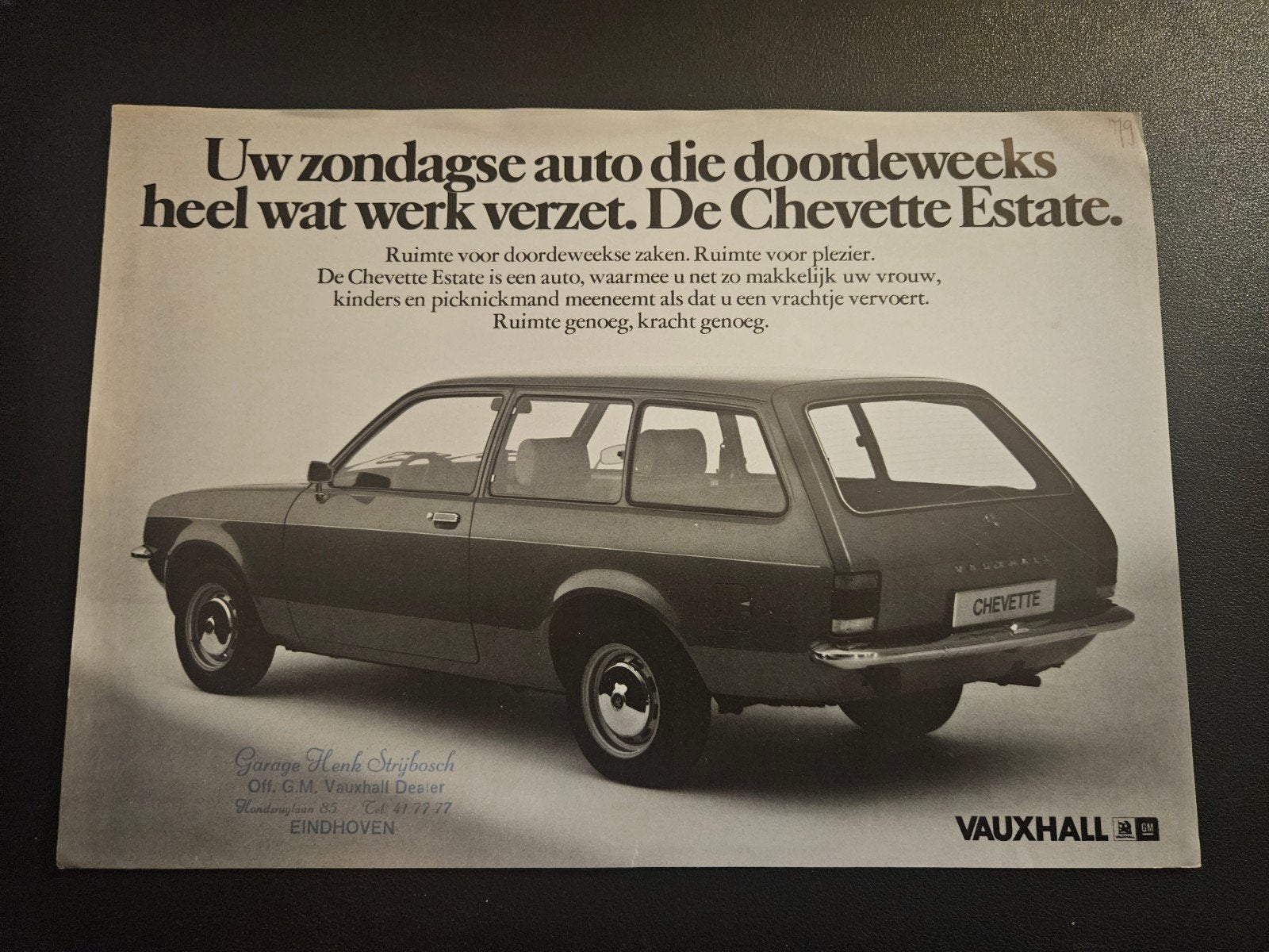 Leaflet Vauxhall Chevette Estate, Ophalen of Verzenden, Zo goed als nieuw, Overige merken