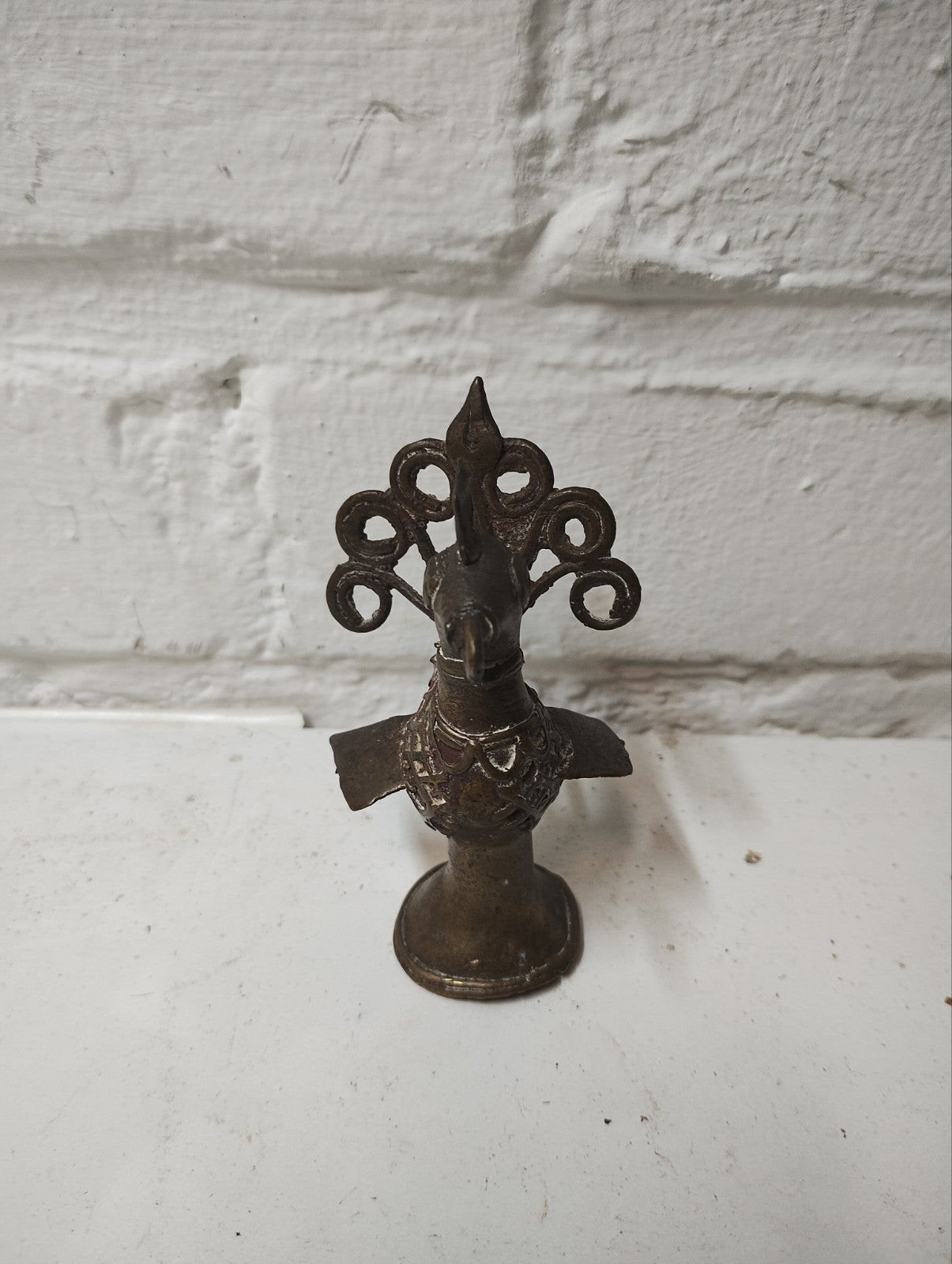Oud Koperen/Messing Pauw Beeldje - Vintage Decoratie, Antiek en Kunst, Ophalen of Verzenden