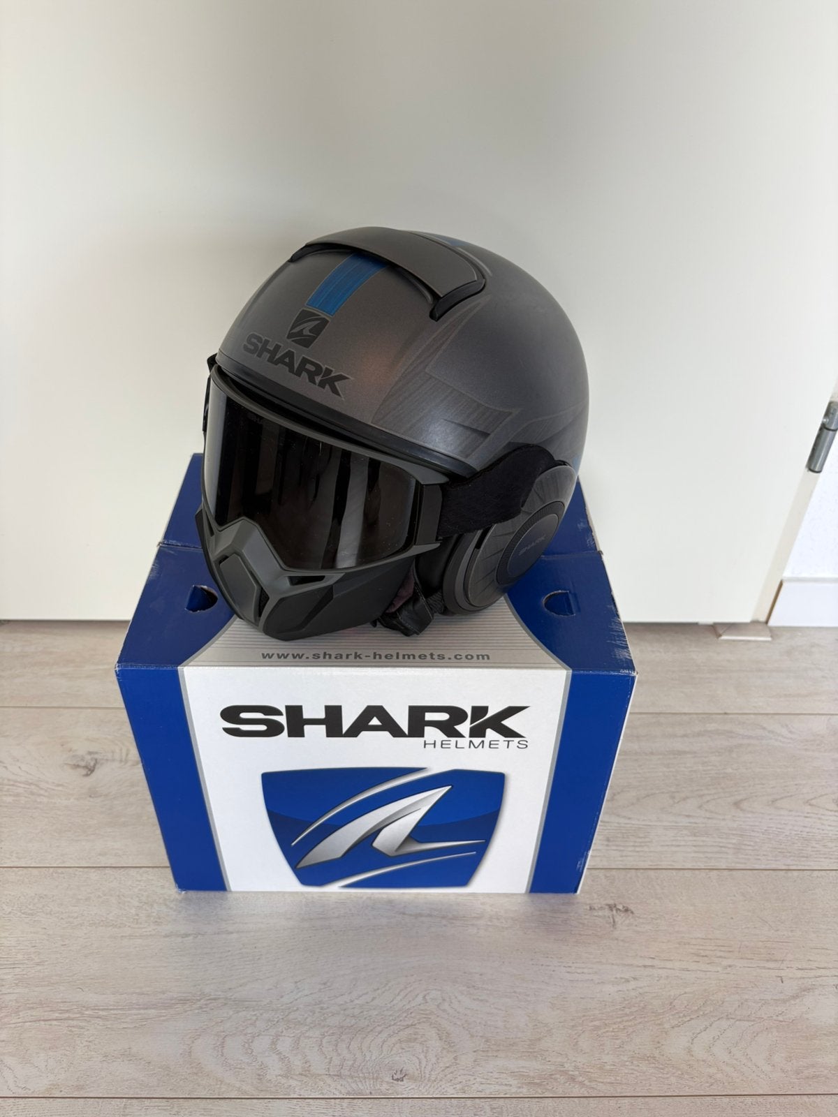 Shark Street Drak Tribute RM helm blauw L, Heren, Jethelm, Shark, Ophalen of Verzenden
