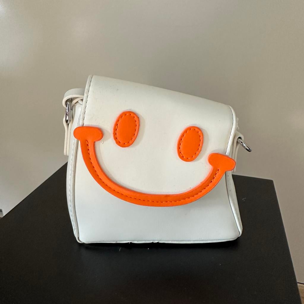 Leuk wit tasje met oranje smiley, Ophalen, Gebruikt, Wit, Schoudertasje