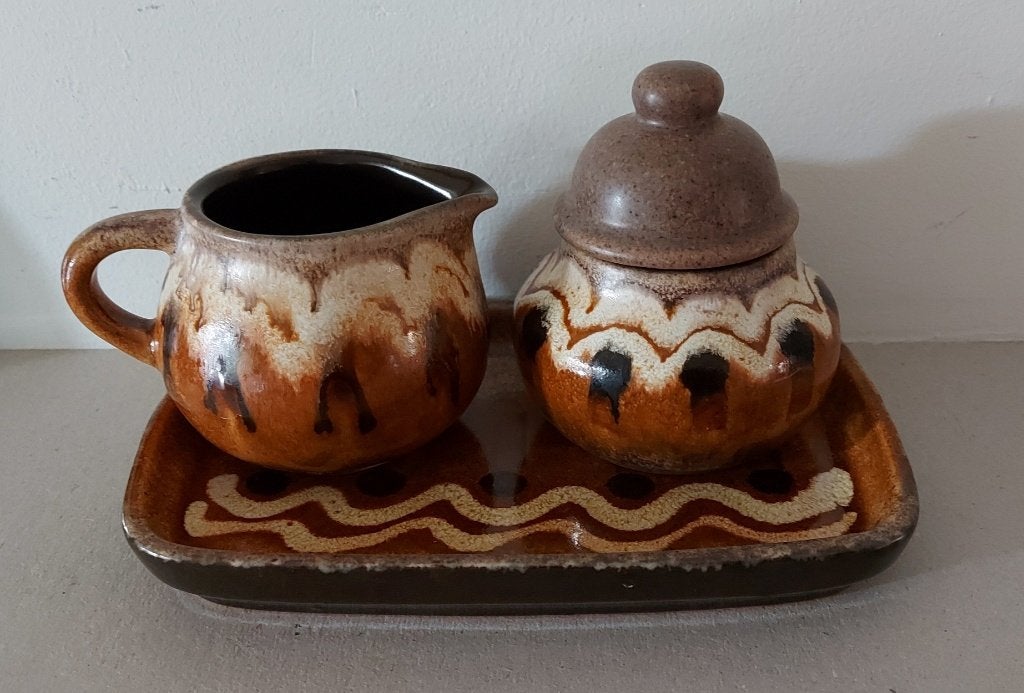 Retro keramiek W Germany Jasba melk en suiker setje, Verzamelen, Ophalen of Verzenden, Huis en Inrichting