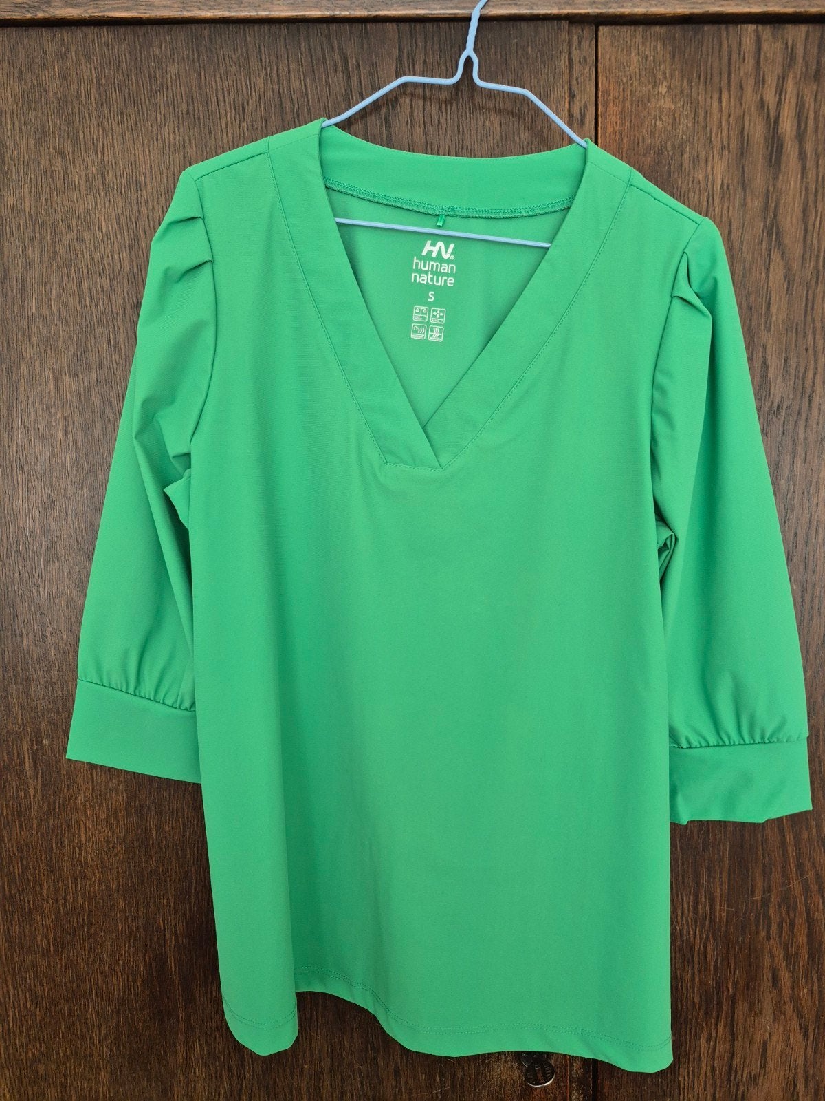 Groene Human Nature blouse met 3/4 mouwen, maat S, Ophalen of Verzenden, Zo goed als nieuw, Korte mouw, Maat 36 (S)