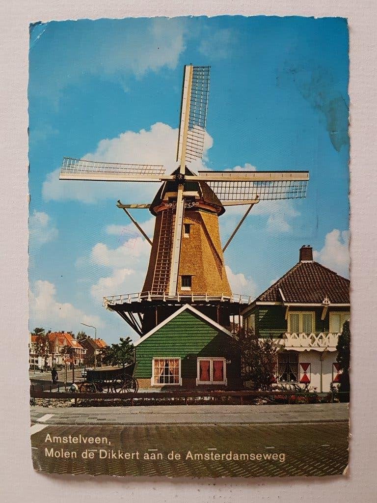 Ansichtkaart Amstelveen Molen de Dikkert Windmolen, Ophalen of Verzenden, 1960 tot 1980, Gelopen, Noord-Brabant