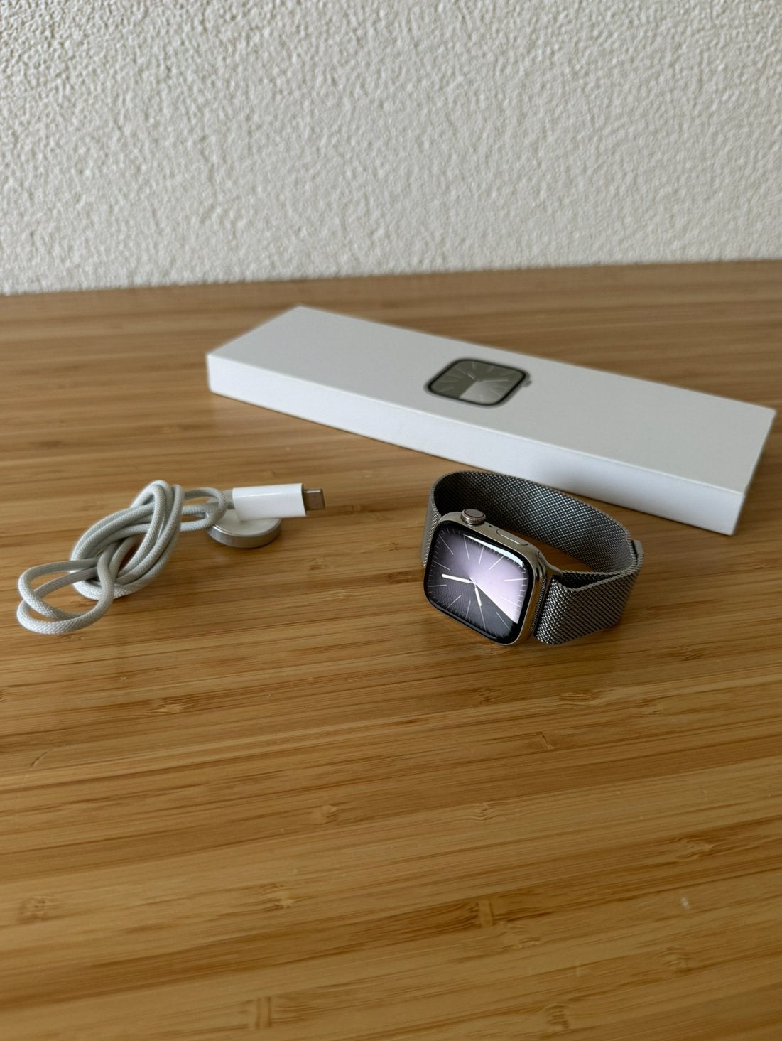 Apple Watch series 9 Zilver RVS Cellular, Sieraden, Tassen en Uiterlijk, Smartwatches, Ophalen, IOS, Zo goed als nieuw, Hoogte
