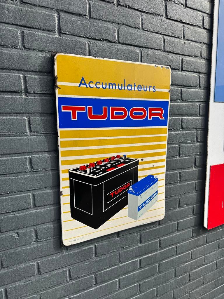 Vintage Tudor Accumulateurs Emaille Reclamebord, Ophalen