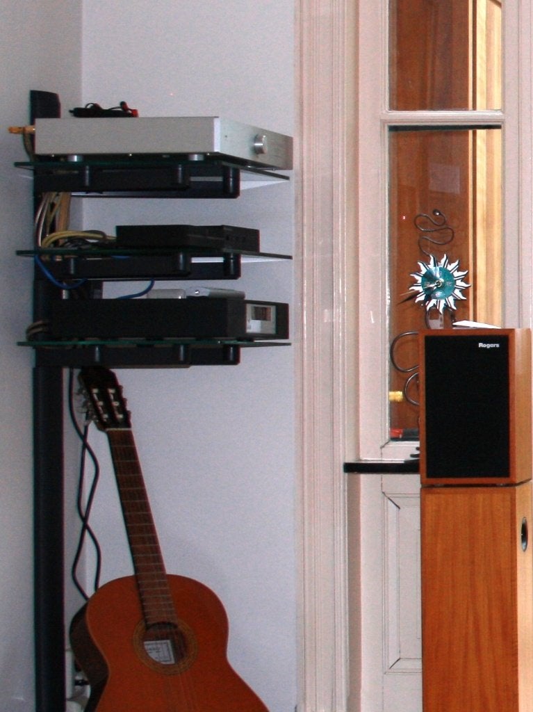 Vogel's audiorack voor 3 apparaten met 3 geslepen glasplaten, Ophalen, Gebruikt