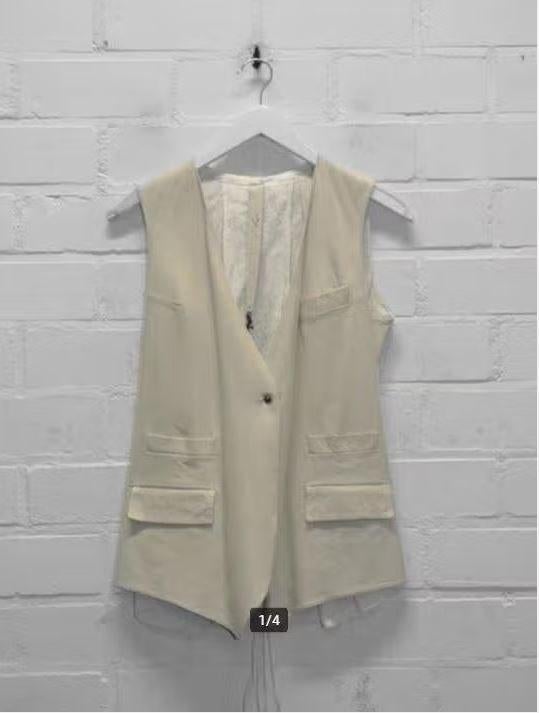 Isaac Sellam - Mooi leren gilet maat 38 & 40 - Nieuw €695, Maat 38/40 (M), Beige, Nieuw, Ophalen of Verzenden