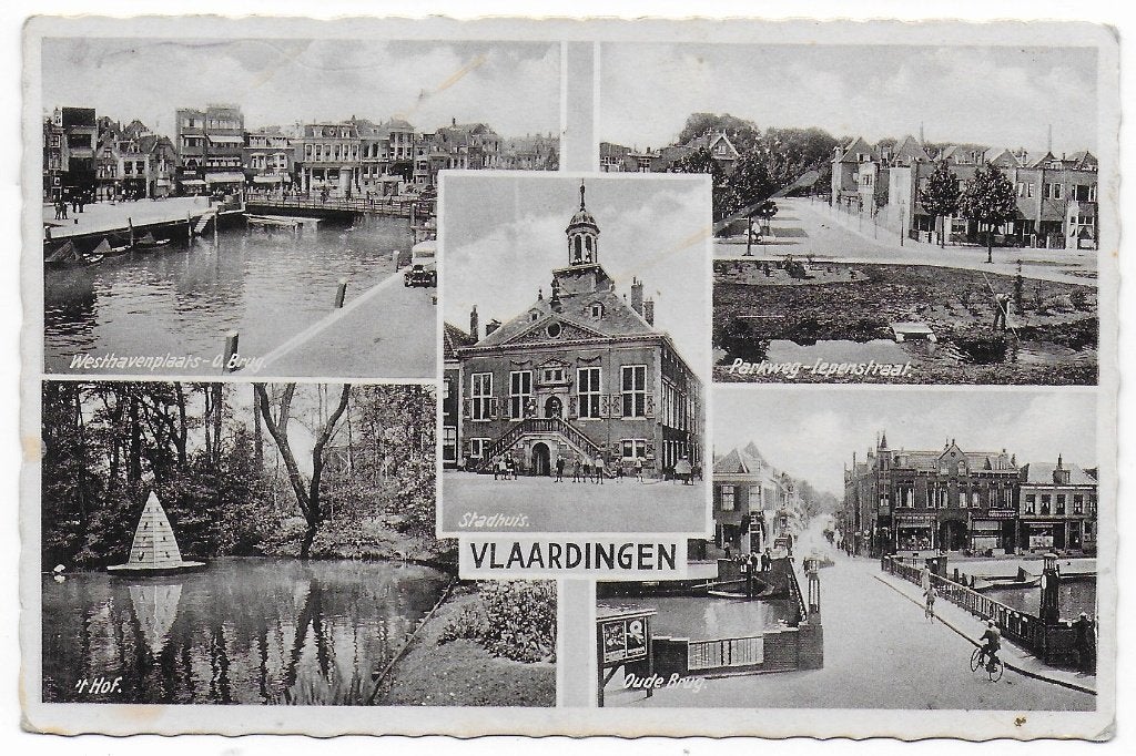 Vlaardingen oude gelopen ansichtkaart uit 1939 ( b6456 ), Ophalen of Verzenden, 1920 tot 1940, Ongelopen, Zuid-Holland