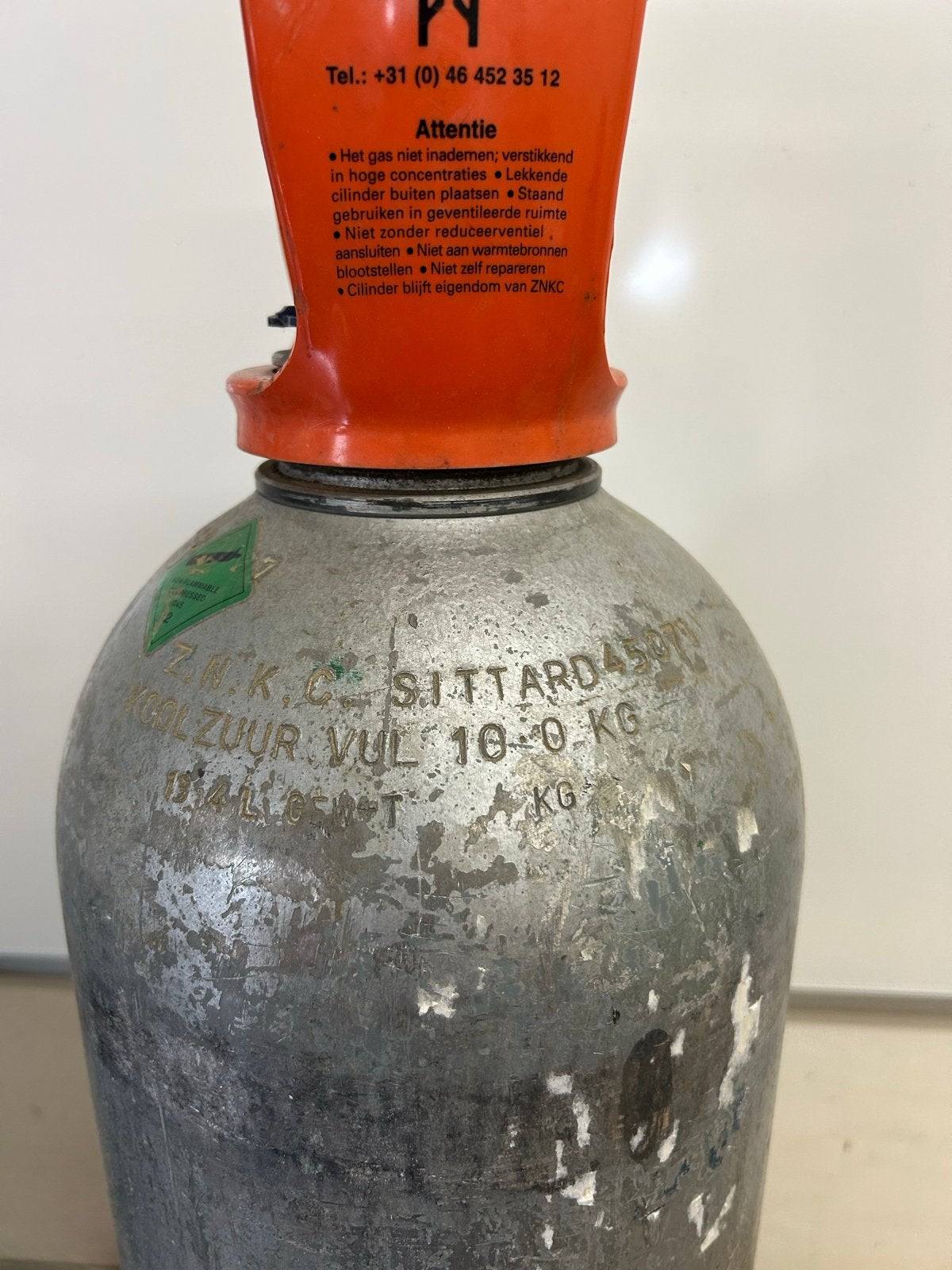 Koolzuur cilinder 10 KG - ZNKC Sittard, Ophalen