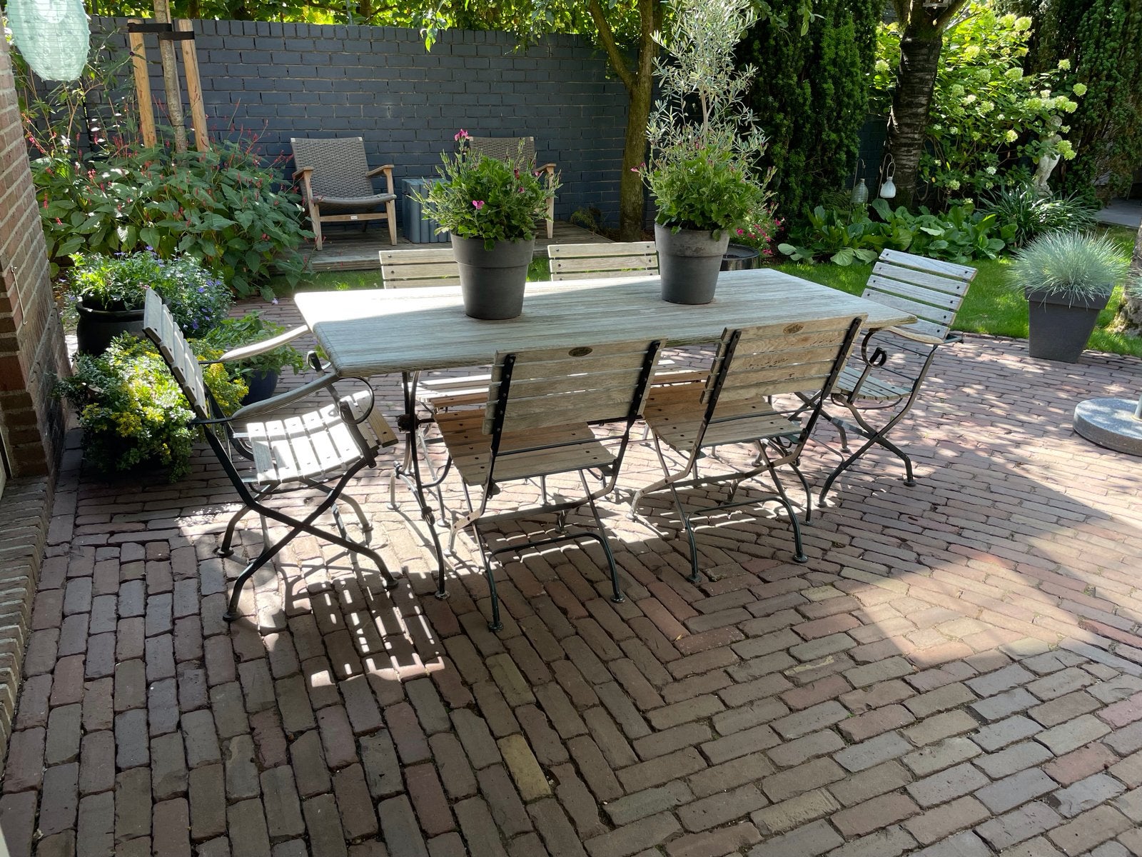 Royal Arrow Teakhouten Tuinset met 6 Stoelen en Tafel 80x180, Tuin en Terras, Tuinsets en Loungesets, Ophalen, Gebruikt, Eettafel