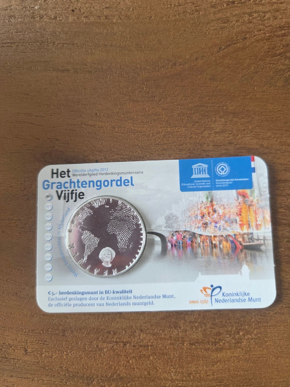 Grachtengordel Vijfje 2012 - Zwaar Verzilverde €5 Munt, Postzegels en Munten, Munten | Nederland, Ophalen of Verzenden, Koningin Beatrix