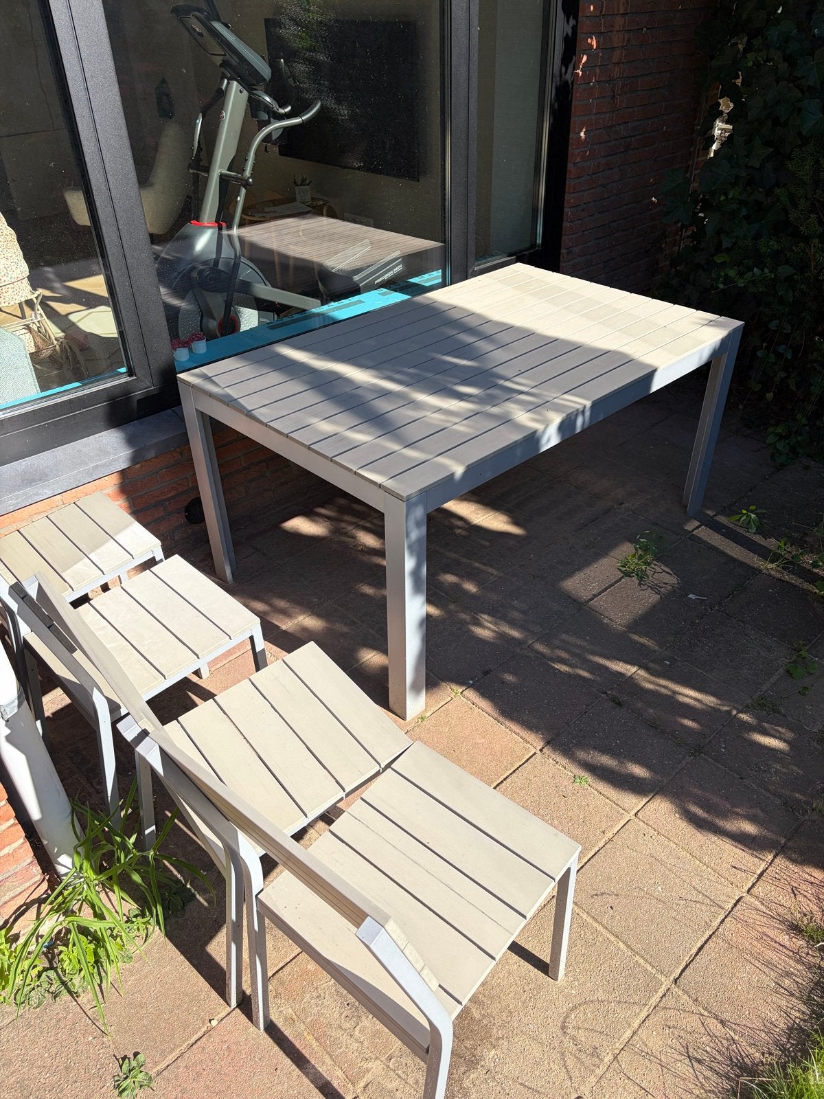 Ikea tuintafel (160x100 cm) met 4 stoelen, Tuin en Terras, Tuinsets en Loungesets, Ophalen, Gebruikt, Eettafel, Tuinset