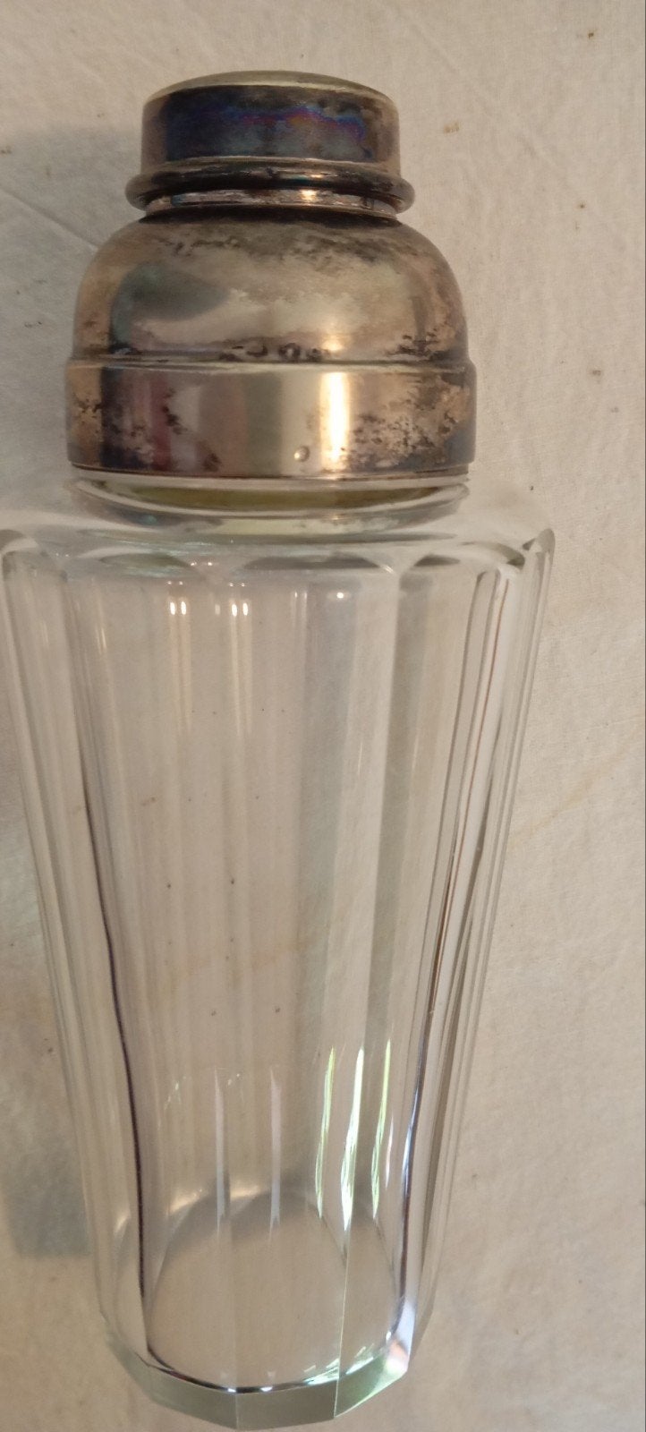 vintage kristallen cocktail shaker met zilver montuur, Ophalen of Verzenden