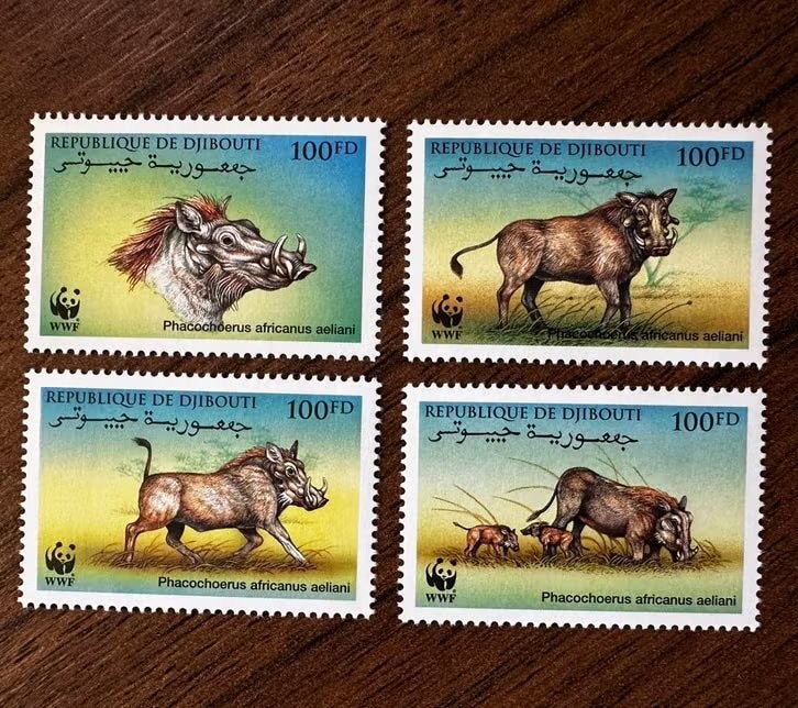Djibouti 2000 WWF Dieren Zwijnen Postfris Postzegels, Ophalen of Verzenden, Overige landen, Postfris