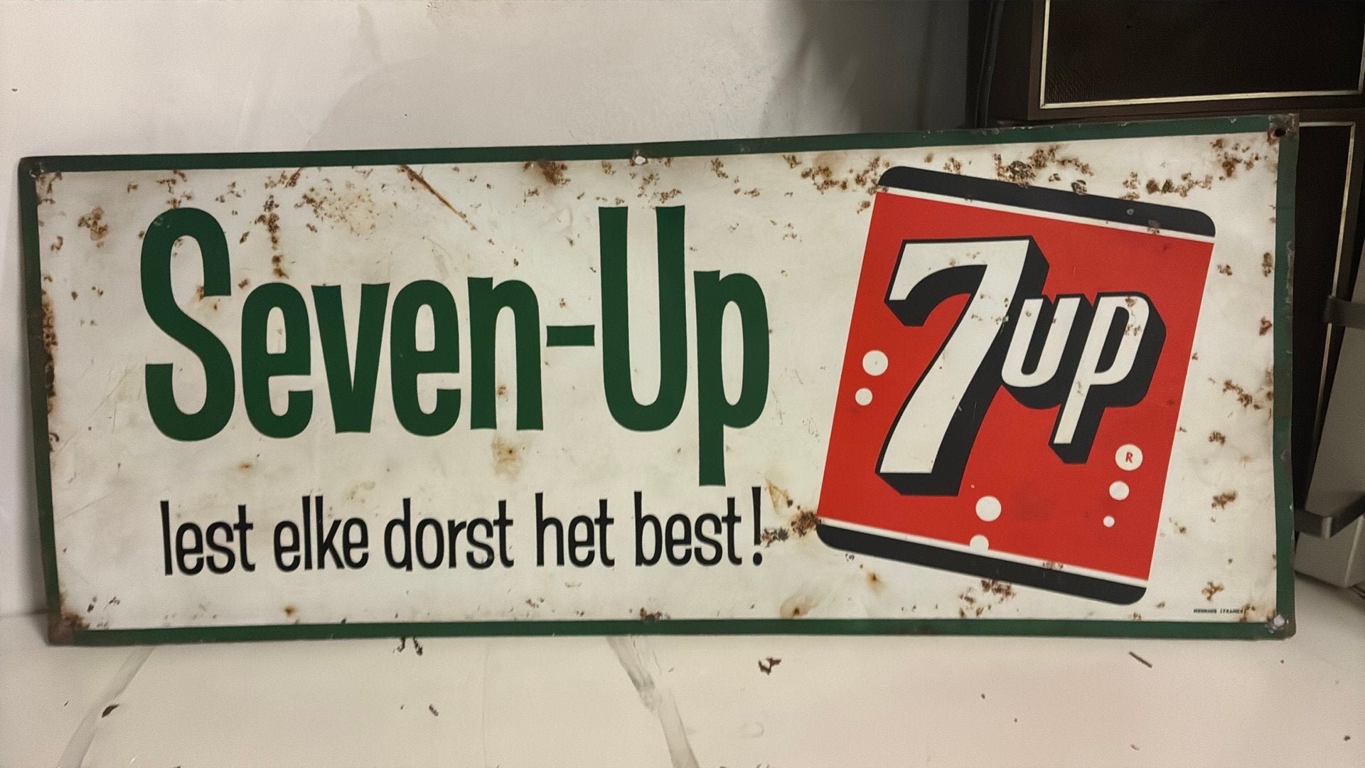 Seven-Up reclame, Verzamelen, Ophalen of Verzenden, Gebruikt, Reclamebord