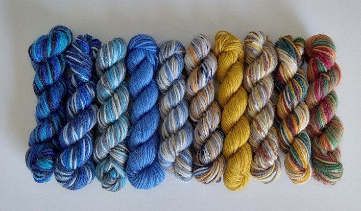 Restjes sokkenwol - 10 x 10 gram - Pakket B, Ophalen of Verzenden, Nieuw, Breien of Haken, Wol of Garen