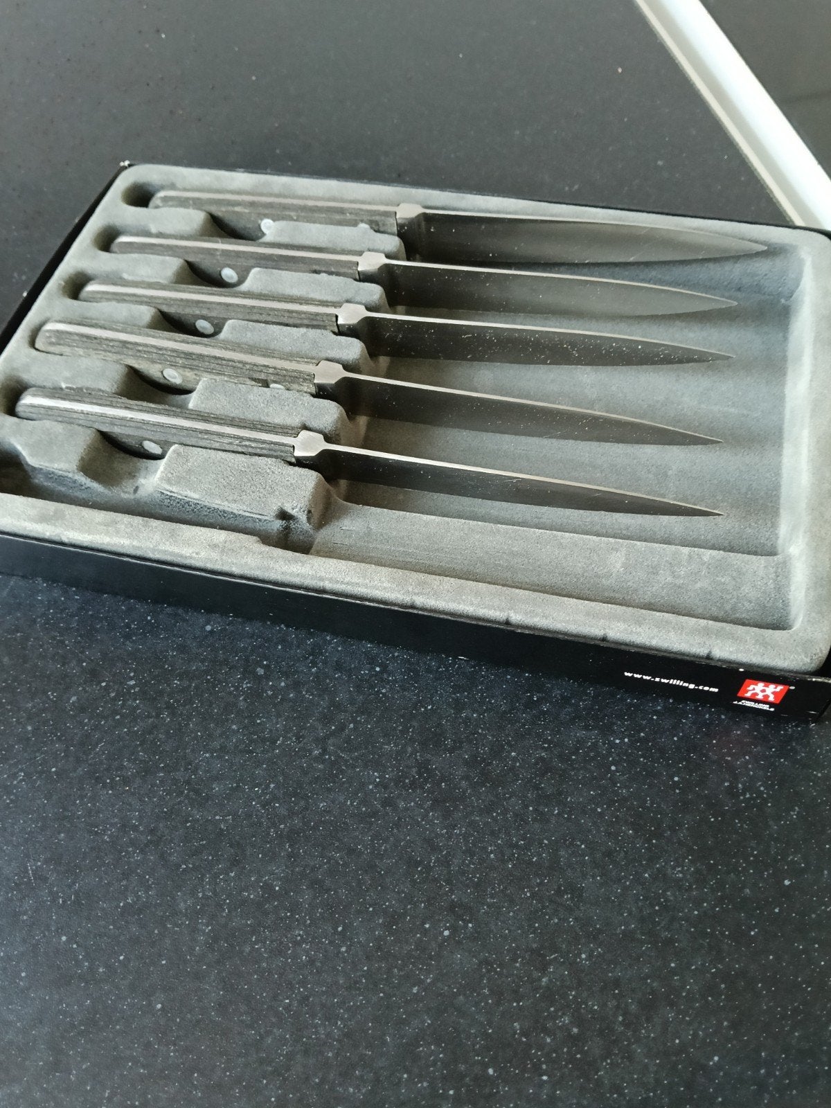 ZWILLING DREIZACK SOLINGEN Messenset 5stuks, Ophalen of Verzenden, Zo goed als nieuw, Rvs of Chroom, Los bestek