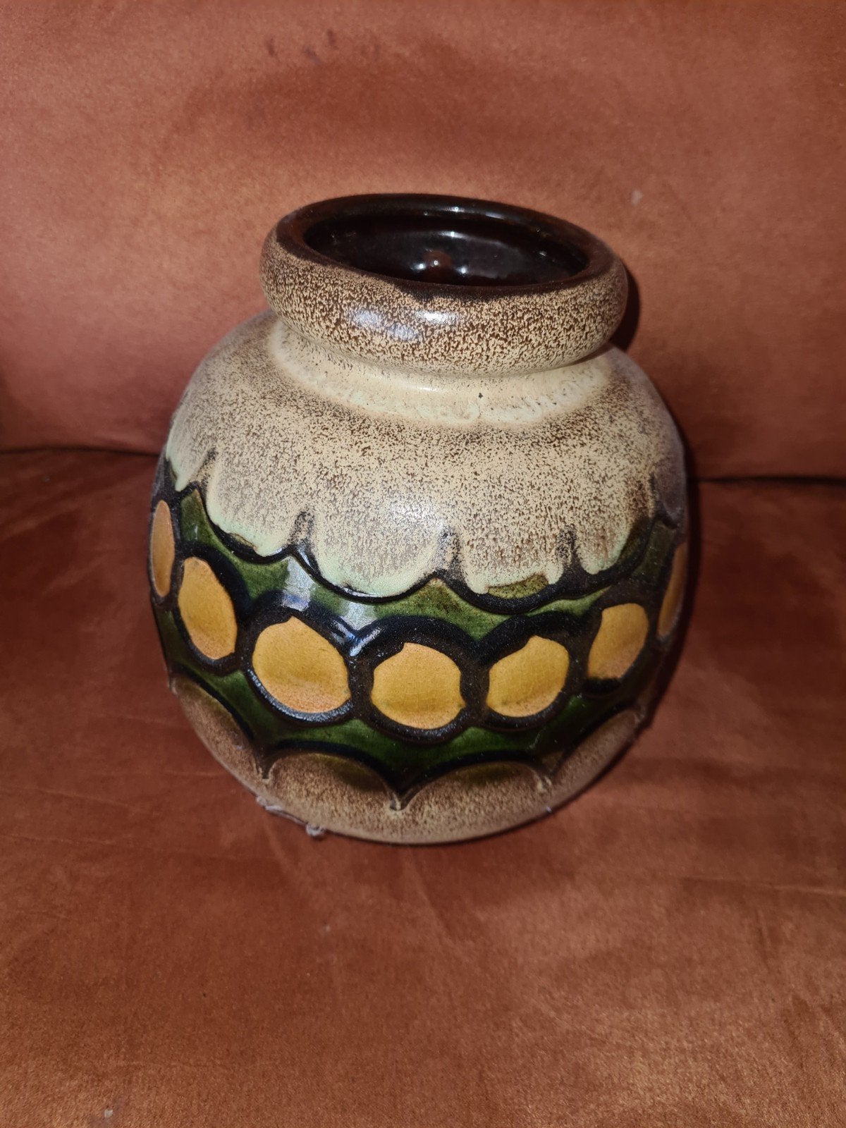 Vintage West Germany Keramiek Vaas - Fat Lava Stijl, Ophalen of Verzenden