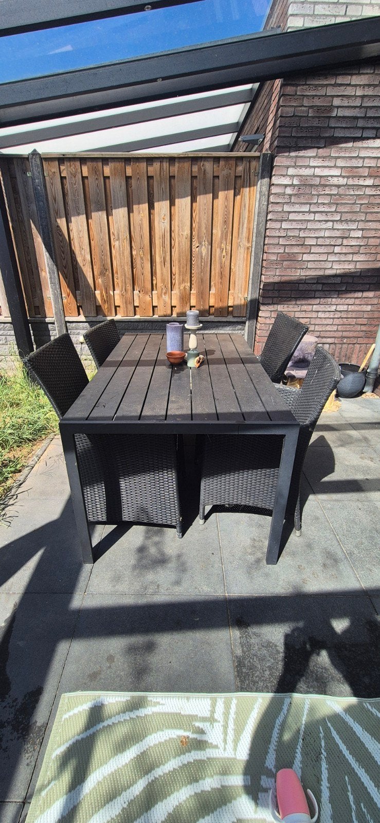 Tuinset: 1 tafel, 6 stoelen - Gebruikt maar stevig, Ophalen, Gebruikt