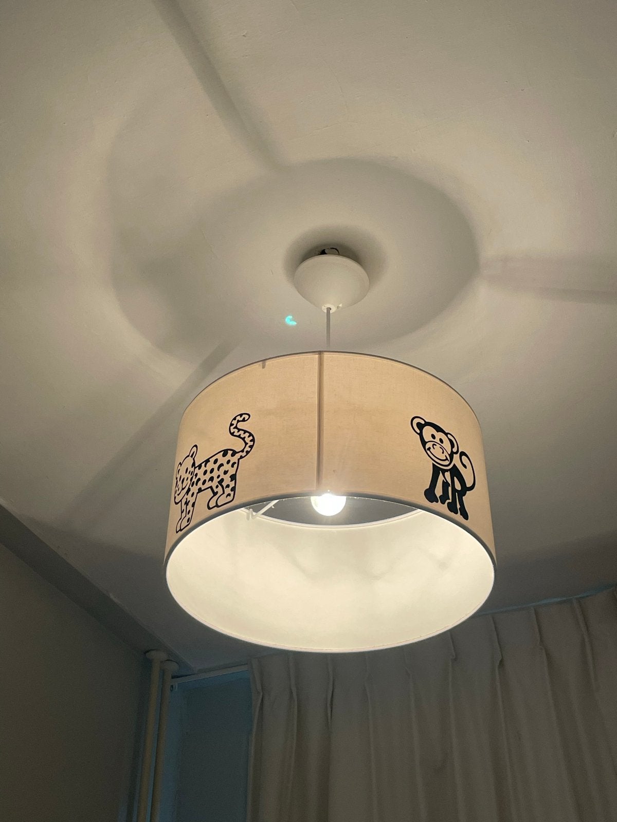 Kinderlamp met dierenprint, Ophalen, Zo goed als nieuw, Textiel, E27 (groot)