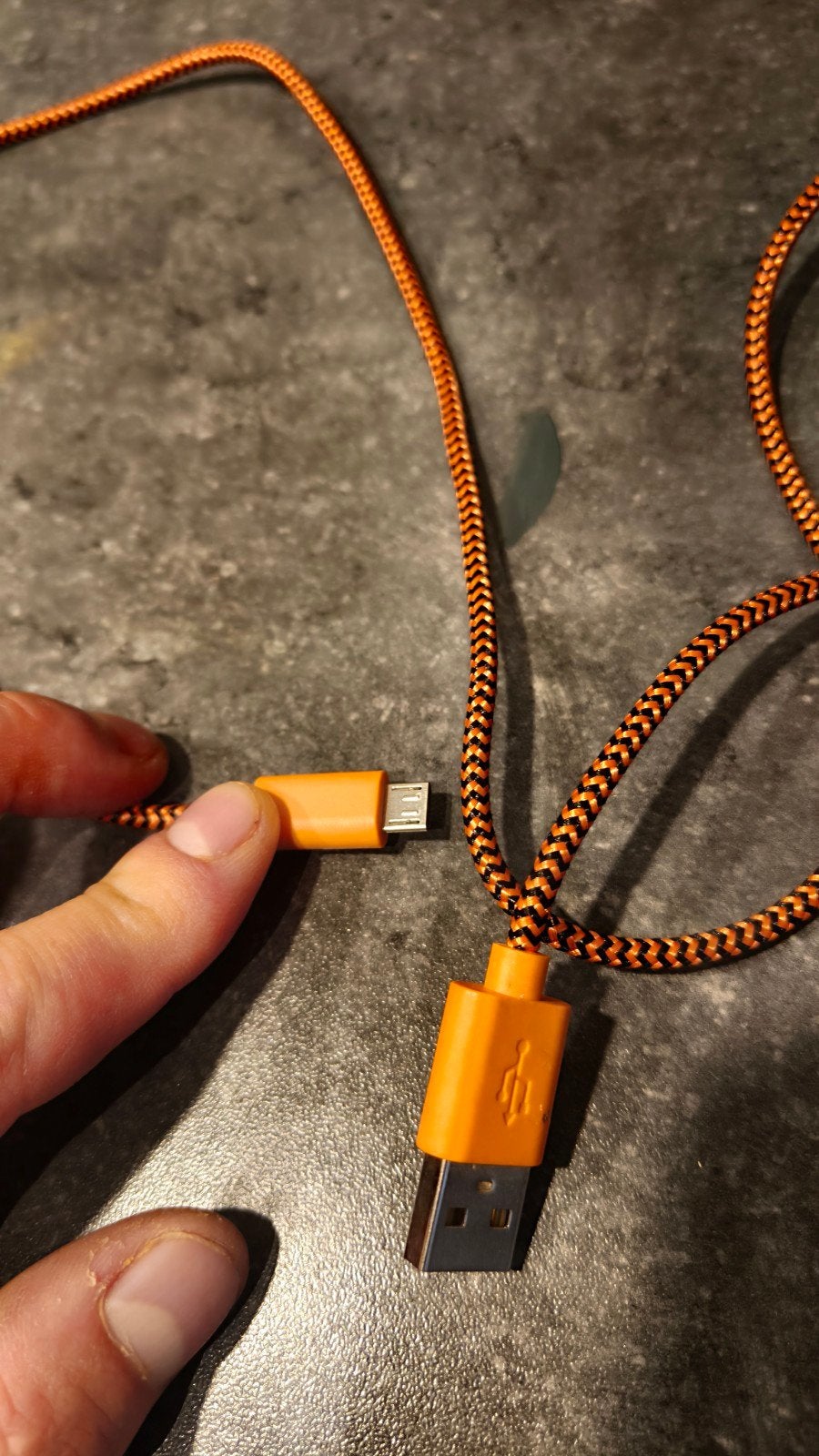 1 meter Micro USB naar USB A kabel - Oranje gevlochten, Verzenden, Minder dan 2 meter, Overige kabels