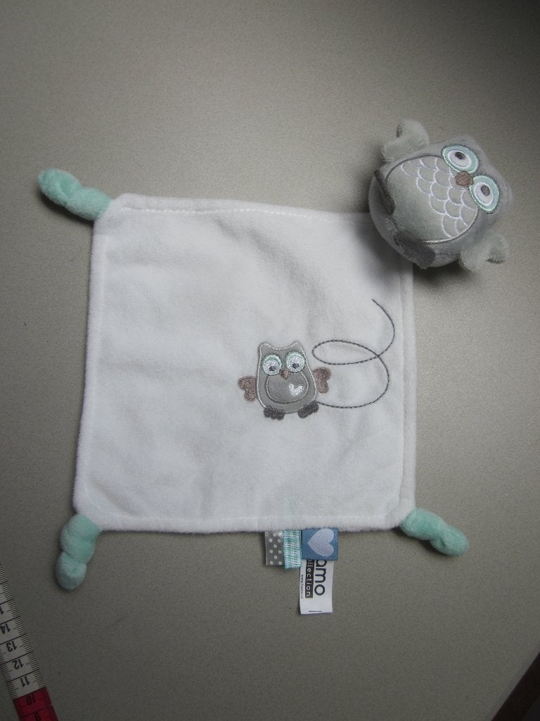 Tiamo Collectie wit zacht pluche knuffeldoek uil met rinkel, Kinderen en Baby's, Speelgoed | Knuffels en Pluche, Overige karakters